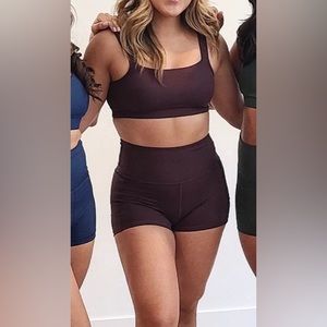 Low Maintenance Womens Plum Workout Set